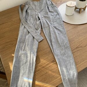 Gray Linen dress pants with belt